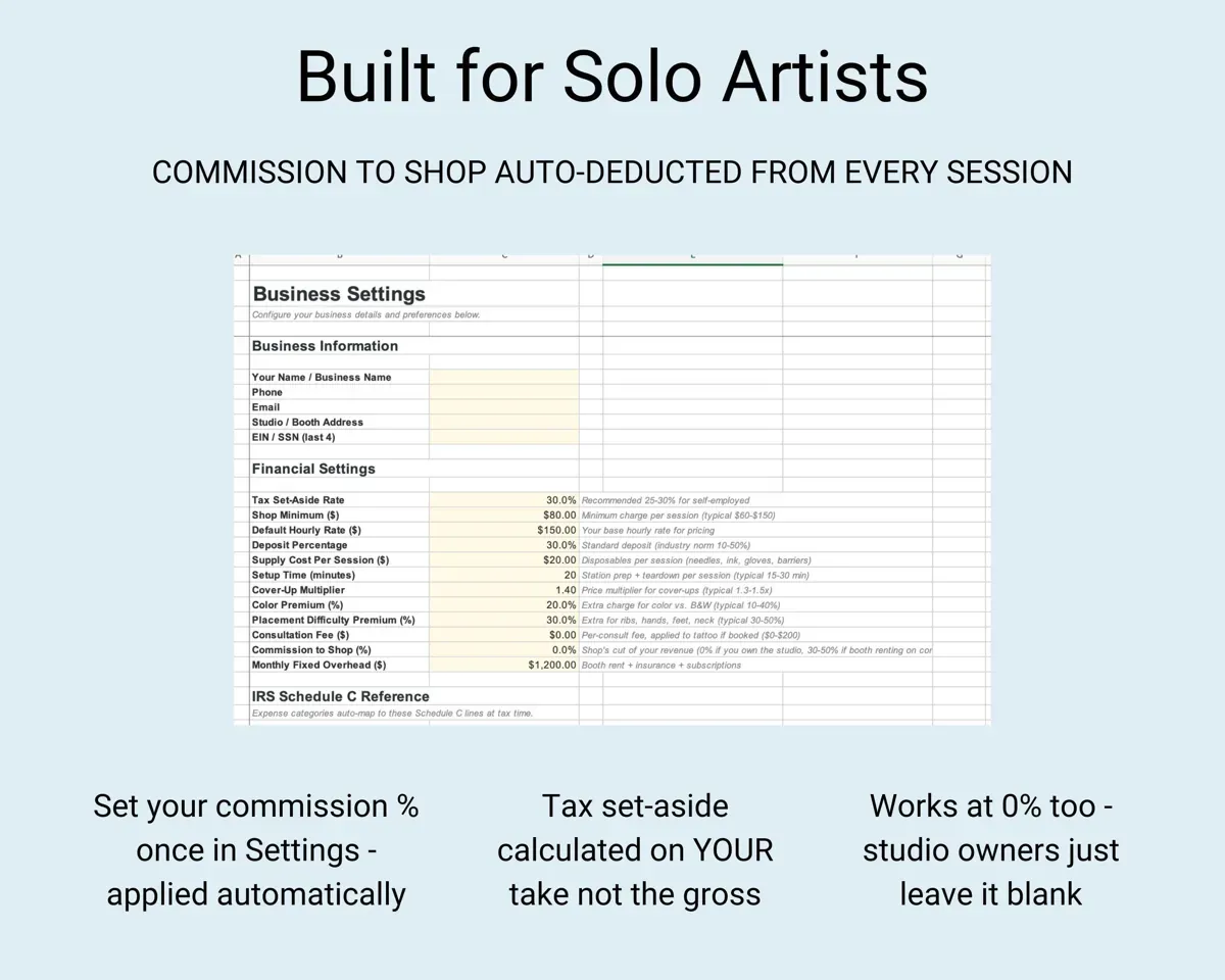 Tattoo Artist Financial Tracker preview 6