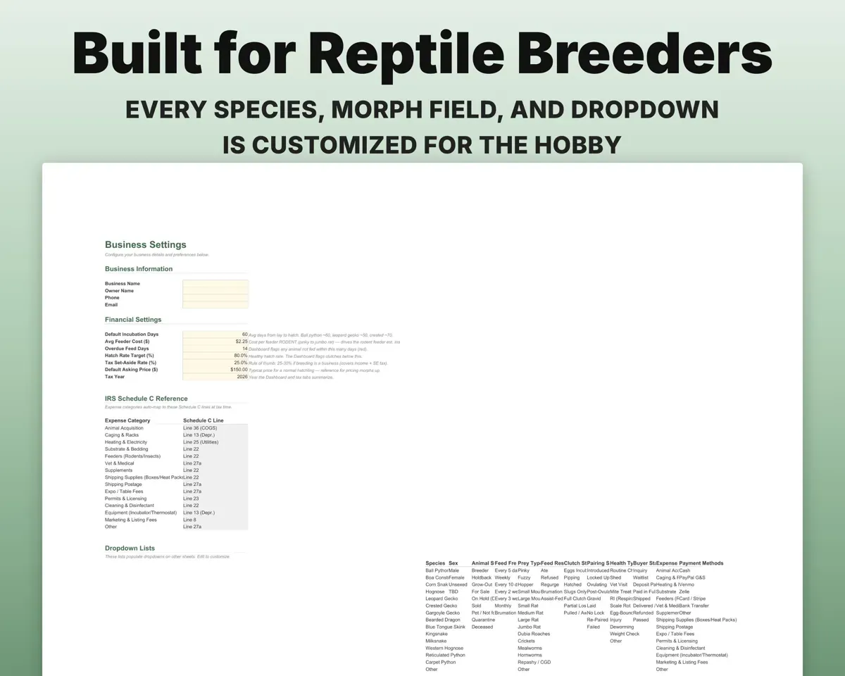 Reptile Breeder Spreadsheet preview 6