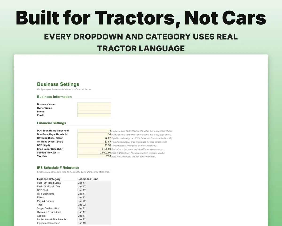 Tractor Maintenance Log Spreadsheet preview 6