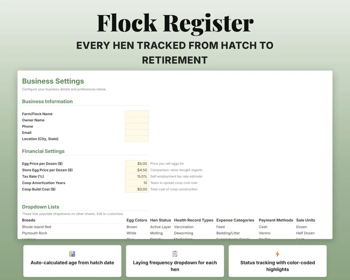 Backyard Chicken Tracker Spreadsheet preview 6