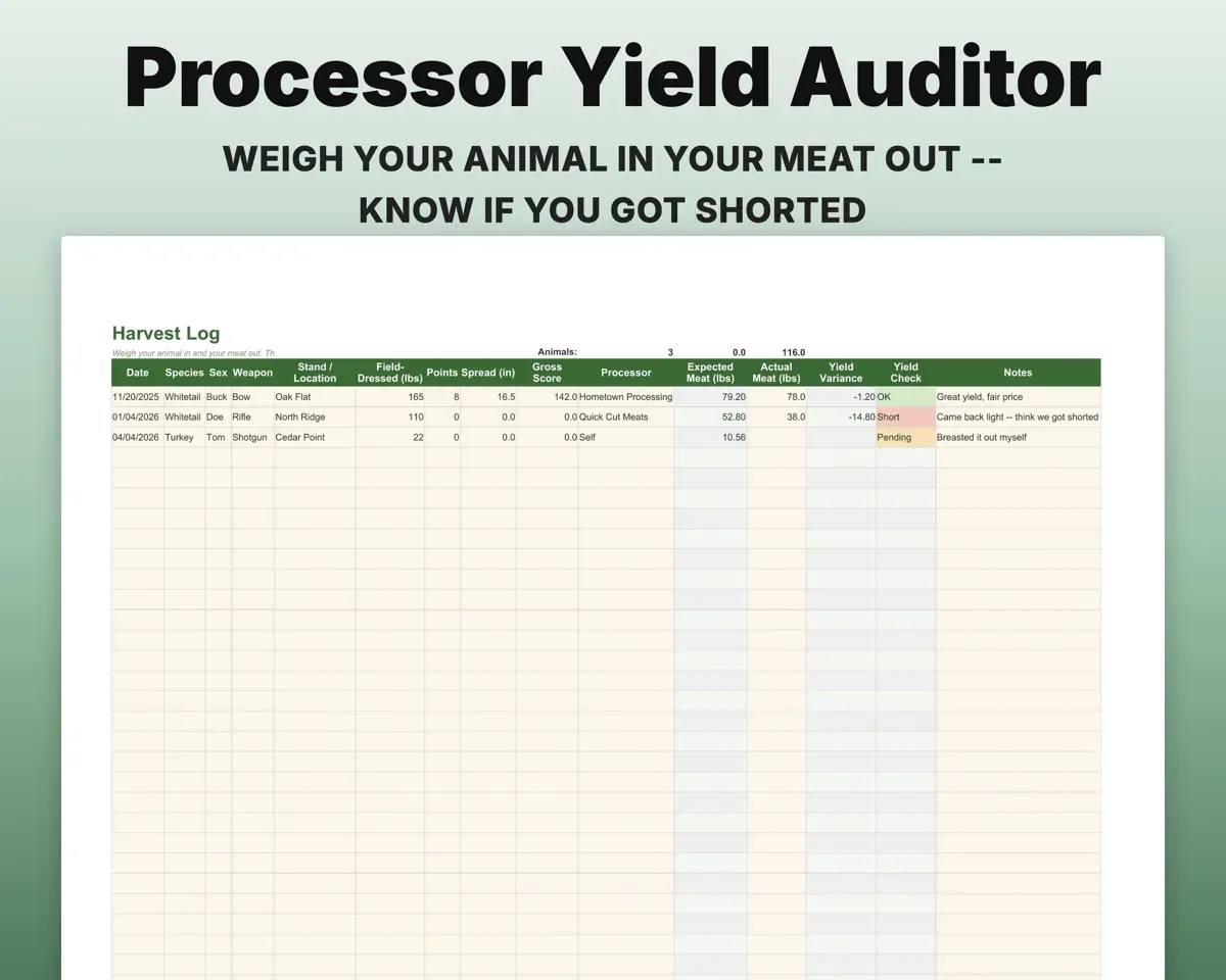Hunting Season Log Spreadsheet preview 6