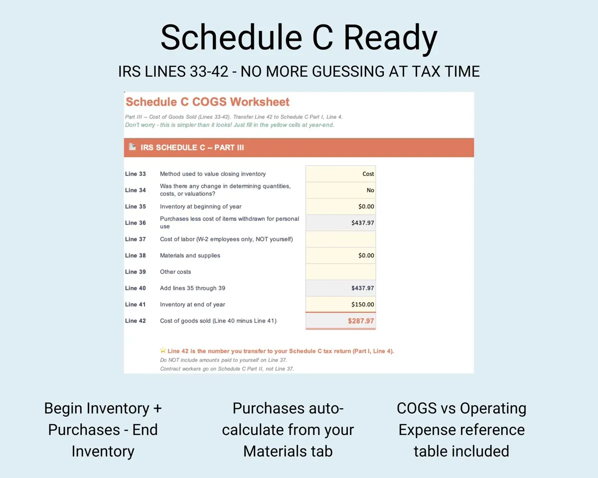Handmade Business COGS Pricing Calculator preview 6