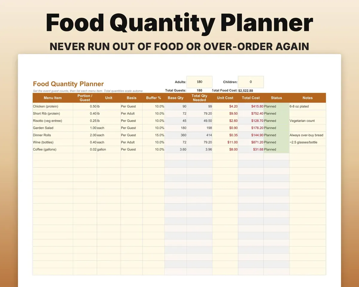 Catering Business Spreadsheet preview 6