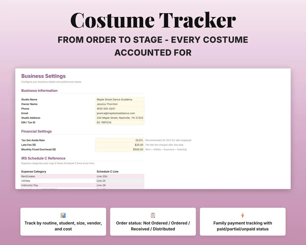 Dance Studio Business Tracker preview 6