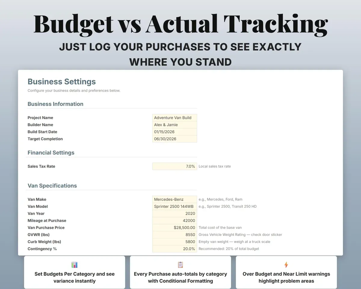 Van Build Budget Tracker preview 6