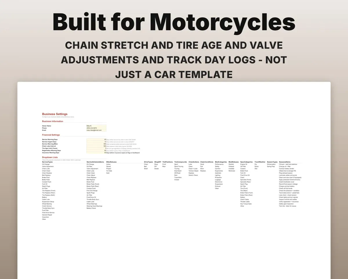 Motorcycle Maintenance Log preview 6
