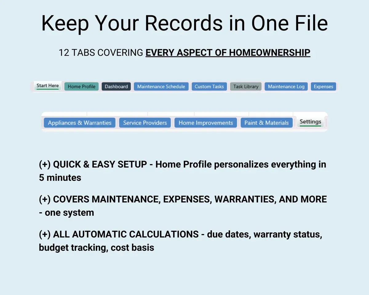 Home Maintenance Tracker Spreadsheet preview 7