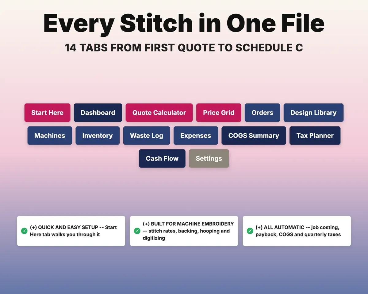 Embroidery Business Spreadsheet preview 7