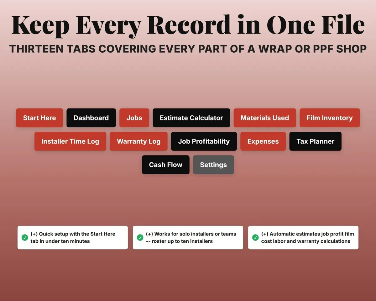 PPF Vinyl Wrap Business Tracker preview 7