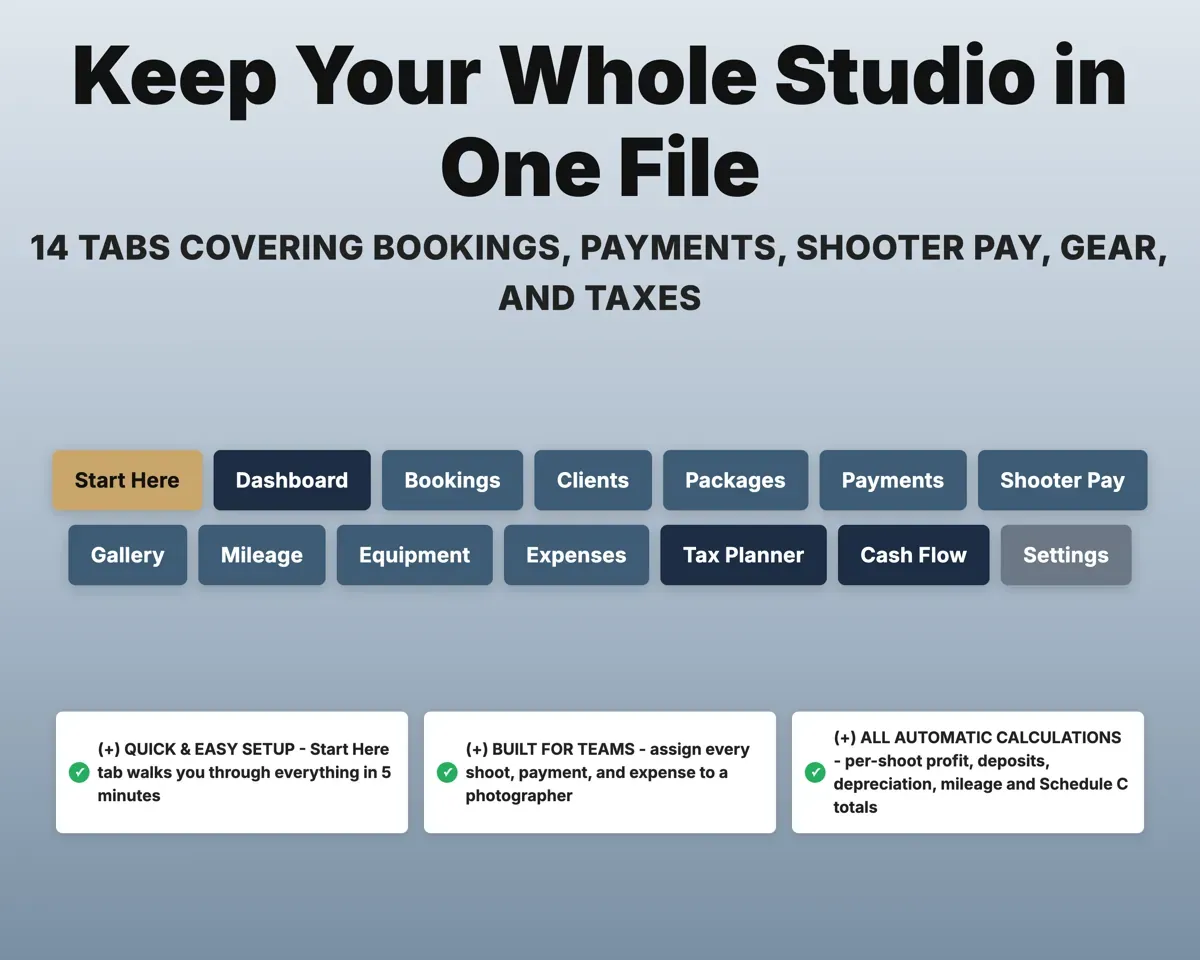 Photography Studio Spreadsheet preview 7