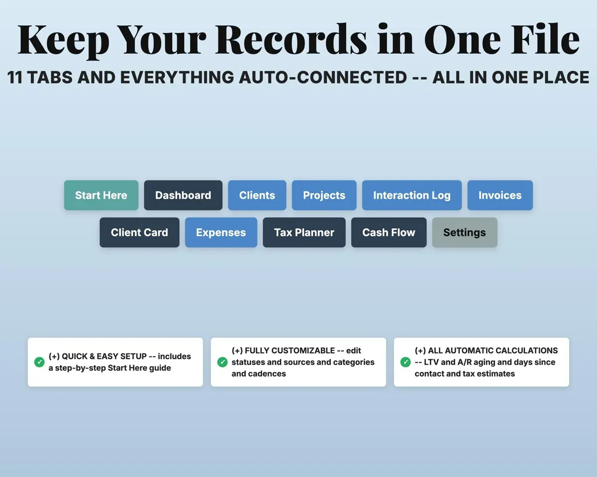 Client Tracker CRM Spreadsheet preview 7