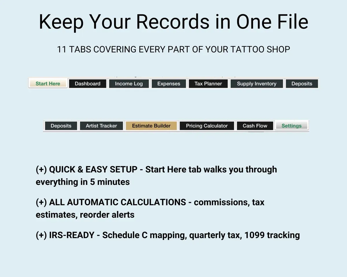 Tattoo Shop Tracker Spreadsheet preview 7