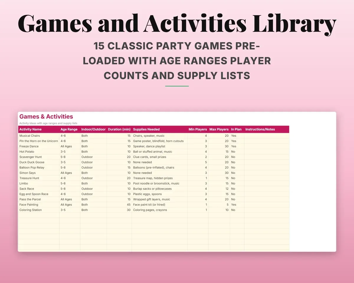 Party Planner Spreadsheet preview 8