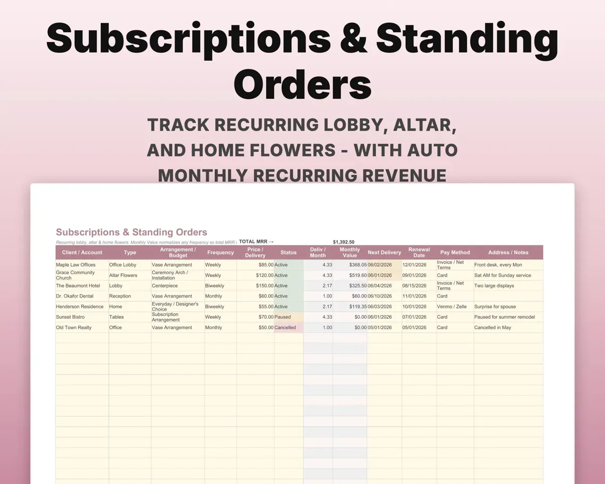 Florist Business Spreadsheet preview 8