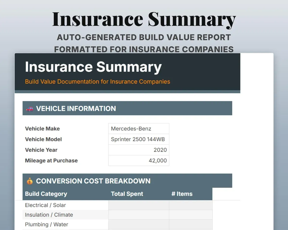 Van Build Budget Tracker preview 8