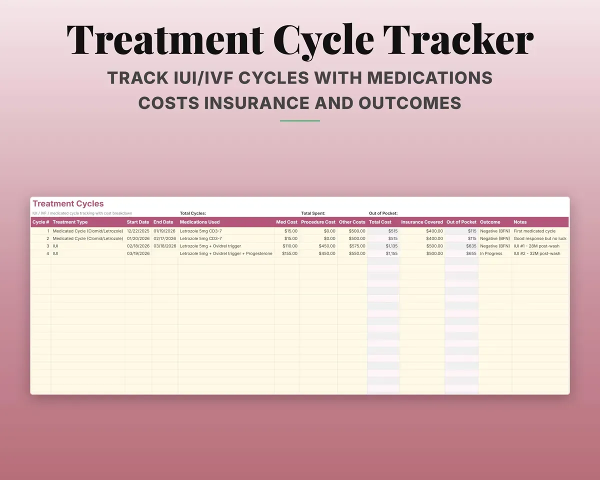 Fertility Tracker Spreadsheet preview 8