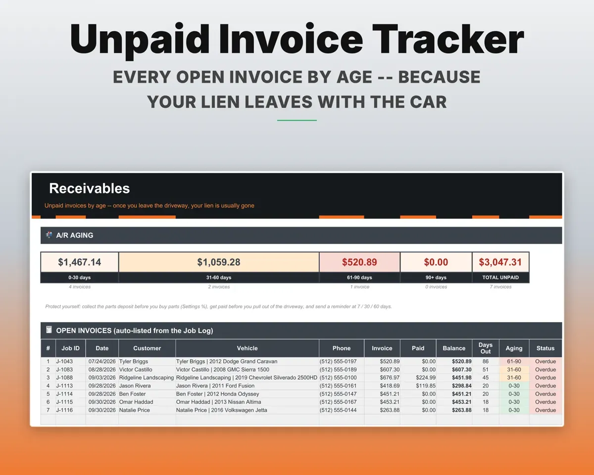 Mobile Mechanic Business Tracker preview 8