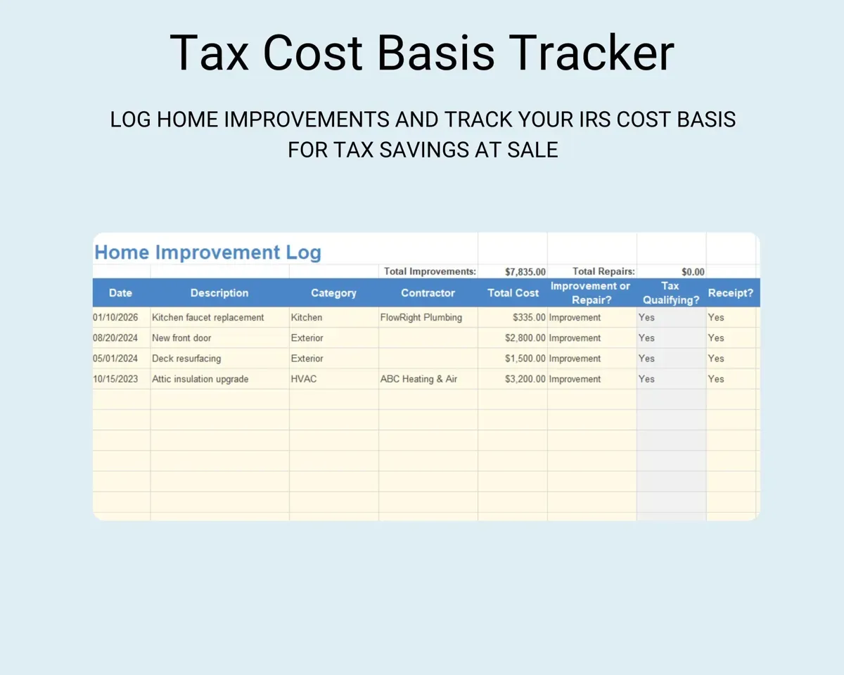 Home Maintenance Tracker Spreadsheet preview 8
