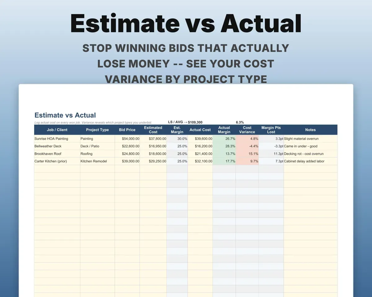 Construction Bid Tracker Spreadsheet preview 8
