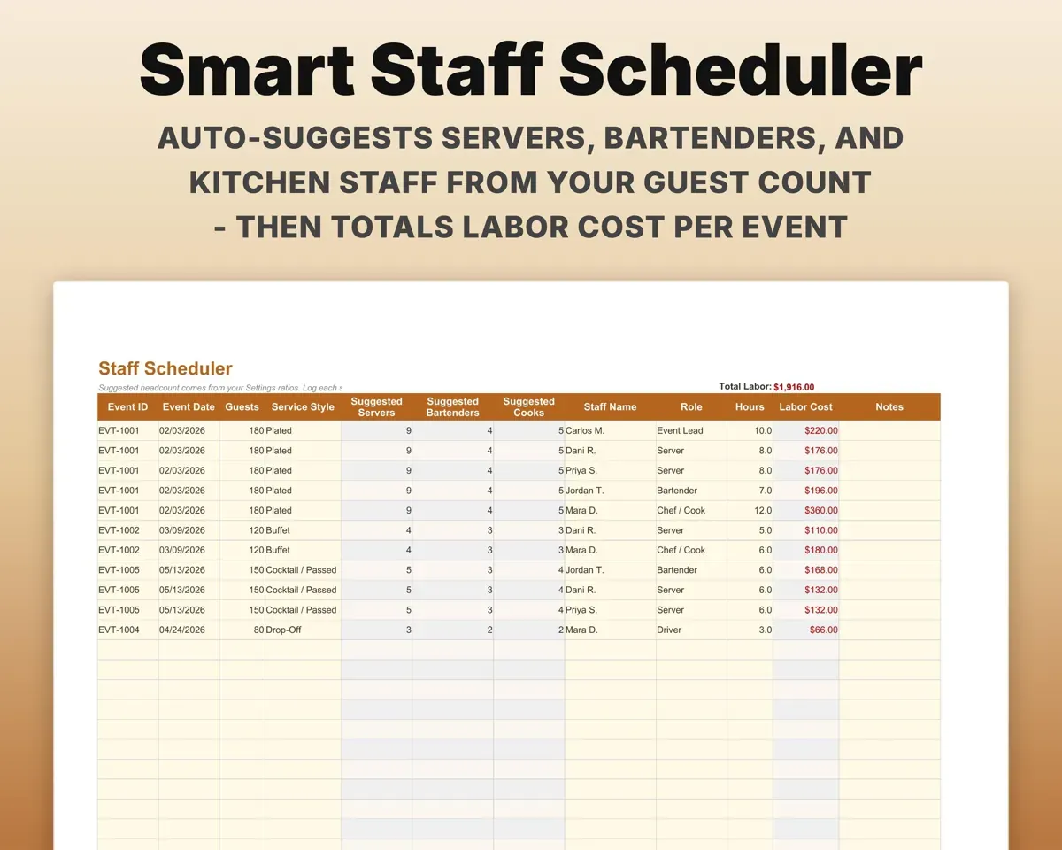Catering Business Spreadsheet preview 8