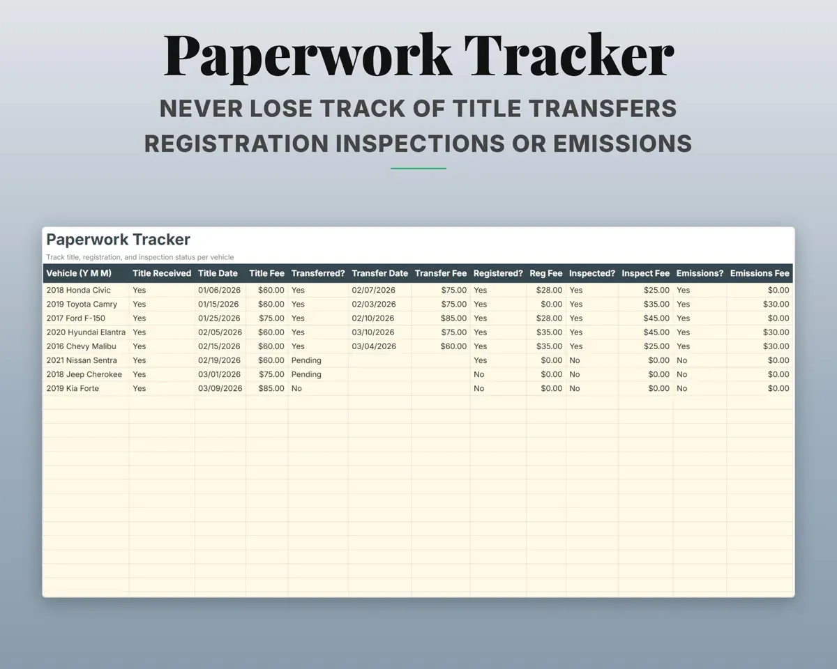 Car Flipping Profit Tracker Spreadsheet preview 8